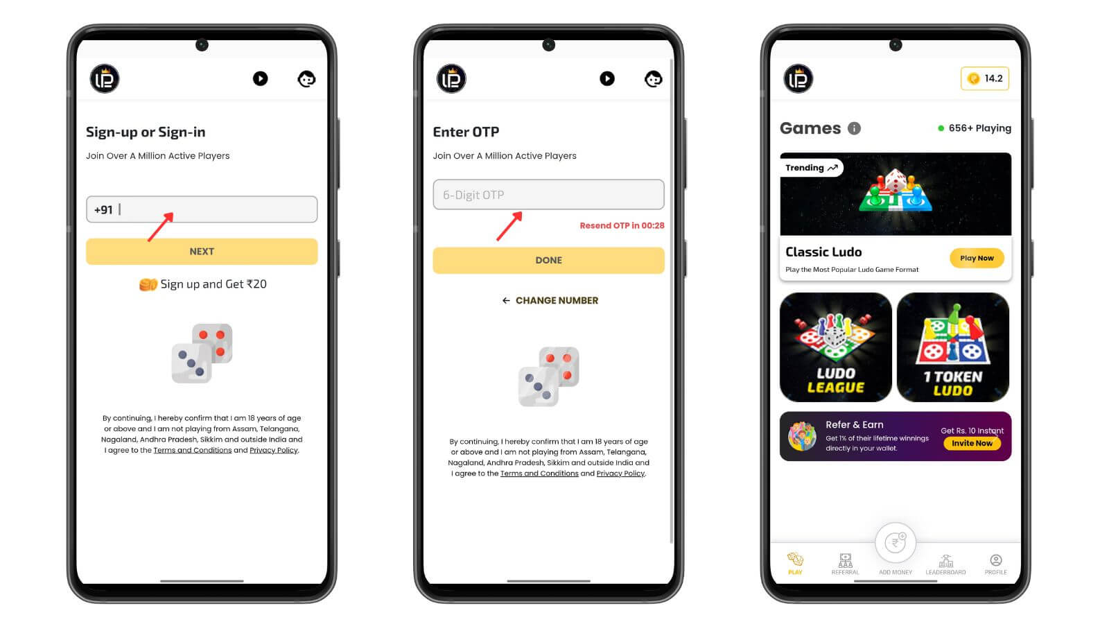 How to Sign Up on Ludo Players