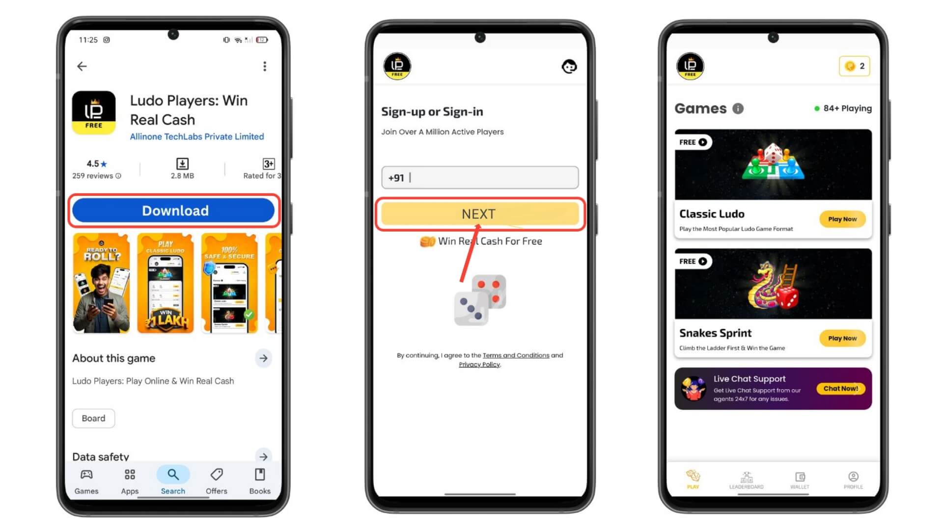 How do you download and sign up for Ludo Players?